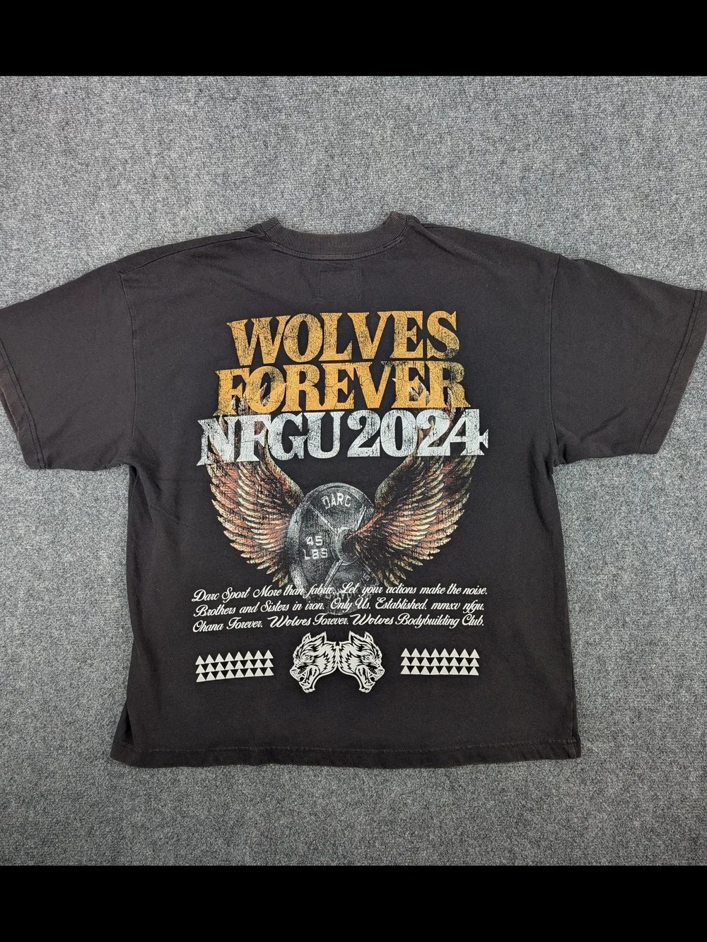 Darc Sport Wolves Forever NFGU 2024 T-Shirt Large Black Vintage Wash - Picture 1 of 7